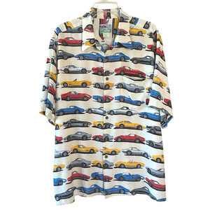 REYN SPOONER Men's Size XL Multicolor VTG Classic Car Print Hawaiian Aloha Shirt